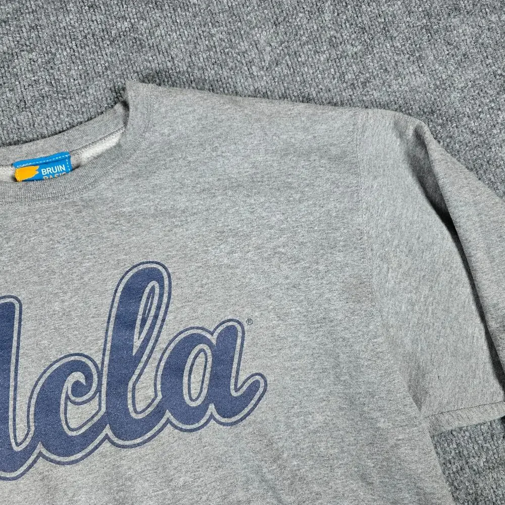 UCLA Bruin Basic Threads Men's Crew Neck Sweater - Script Print - Gray - Large - Picture 9 of 16